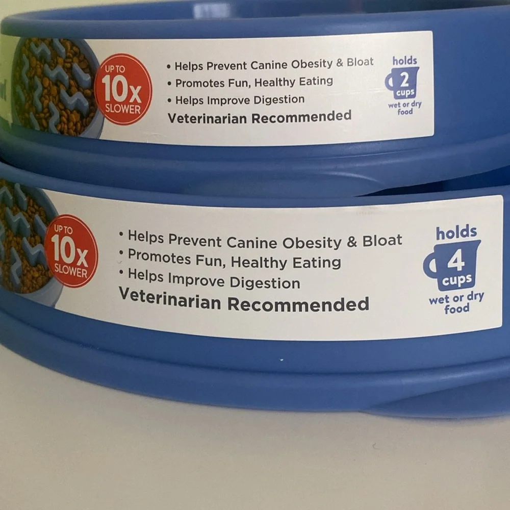 Outward Hound Fun Slow Feeder Dog Bowl 2 cup & 4 cup Blue PVC BPA Lead Free 🐶💙🩷